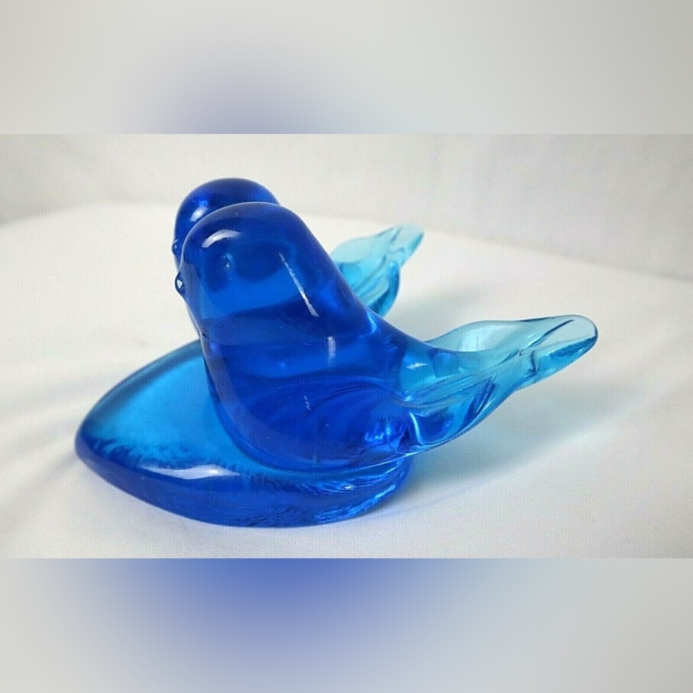 Vtg Glass Blue Birds of Happiness Collectable Figurine by Terra Studios